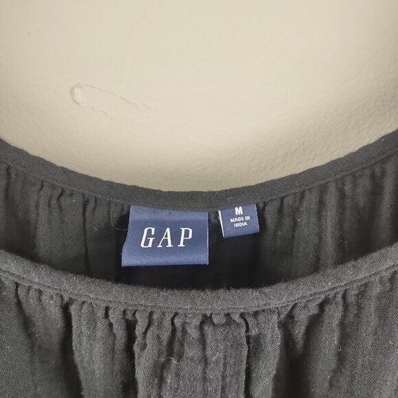 Gap Women's Black Cotton Ruffle Tunic Dress Size Medium - Picture 3 of 7